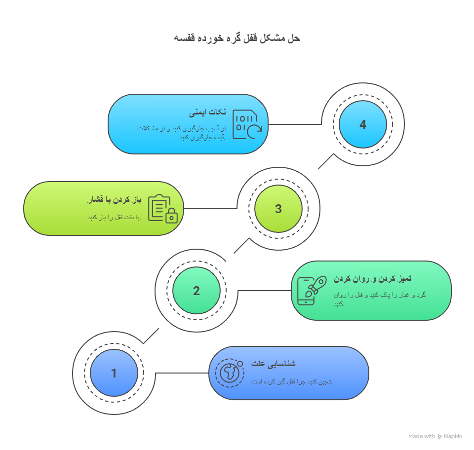 راهنمای گام به گام حل مشکل قفل گره خور قفسه پلاستیکی