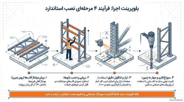فرآیند نصب، مونتاژ و جابجایی استاندارد پالت راک