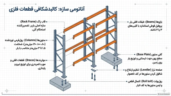 آناتومی سازه پالت راک (اجزا و قطعات فلزی اصلی)